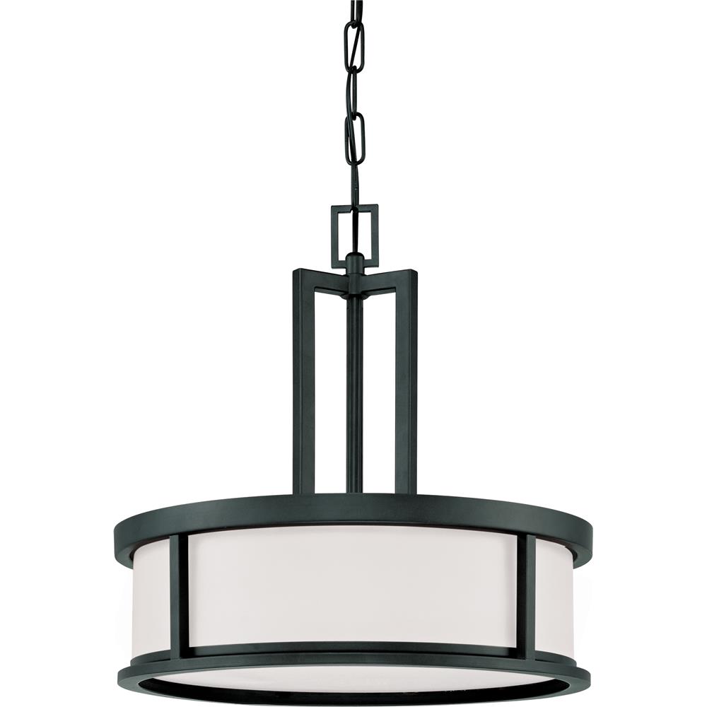 Nuvo Lighting 60/2978  Odeon - 4 Light Pendant with Satin White Glass in Aged Bronze Finish